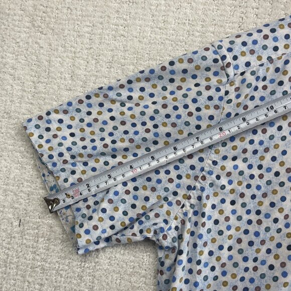 7 Downie St Mens Sz L Short Sleeve Button Up Shirt Multicolor Polka Dots AOP - Picture 9 of 14